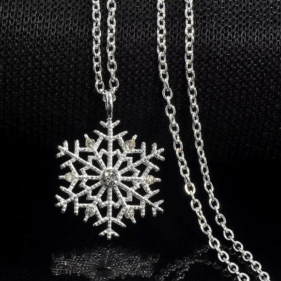 Sterling Silver Crystal Snowflake Necklace - Picture 2 of 7